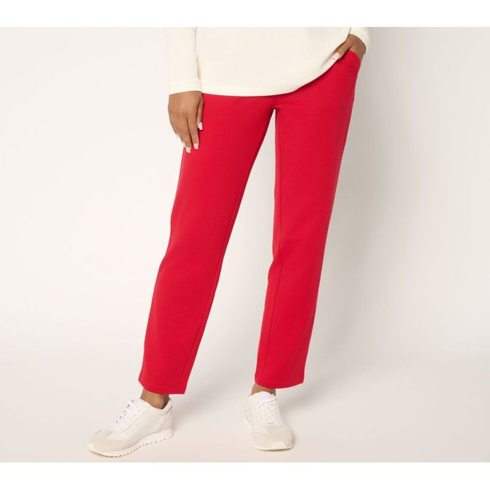 Denim & Co. Women's Pants Sz 2XS Tall EasyWear French Terry Pant Red A671465